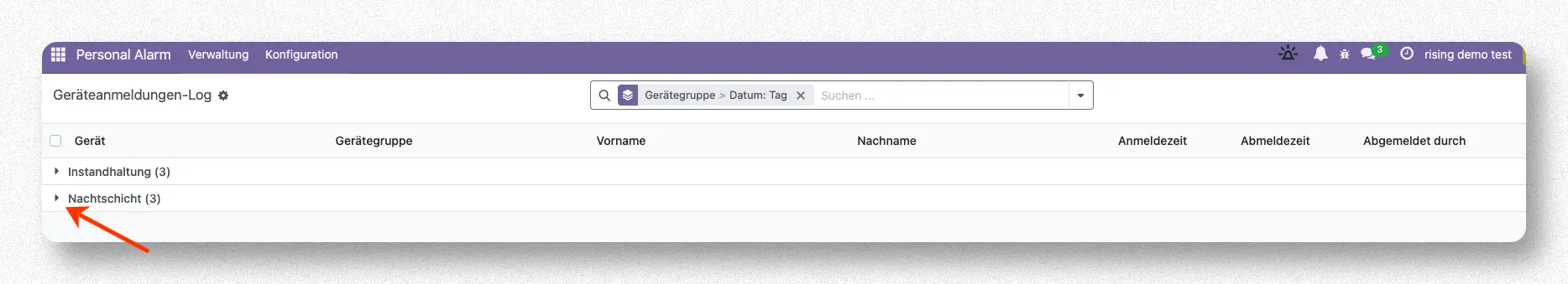 Gerätegruppen organisieren